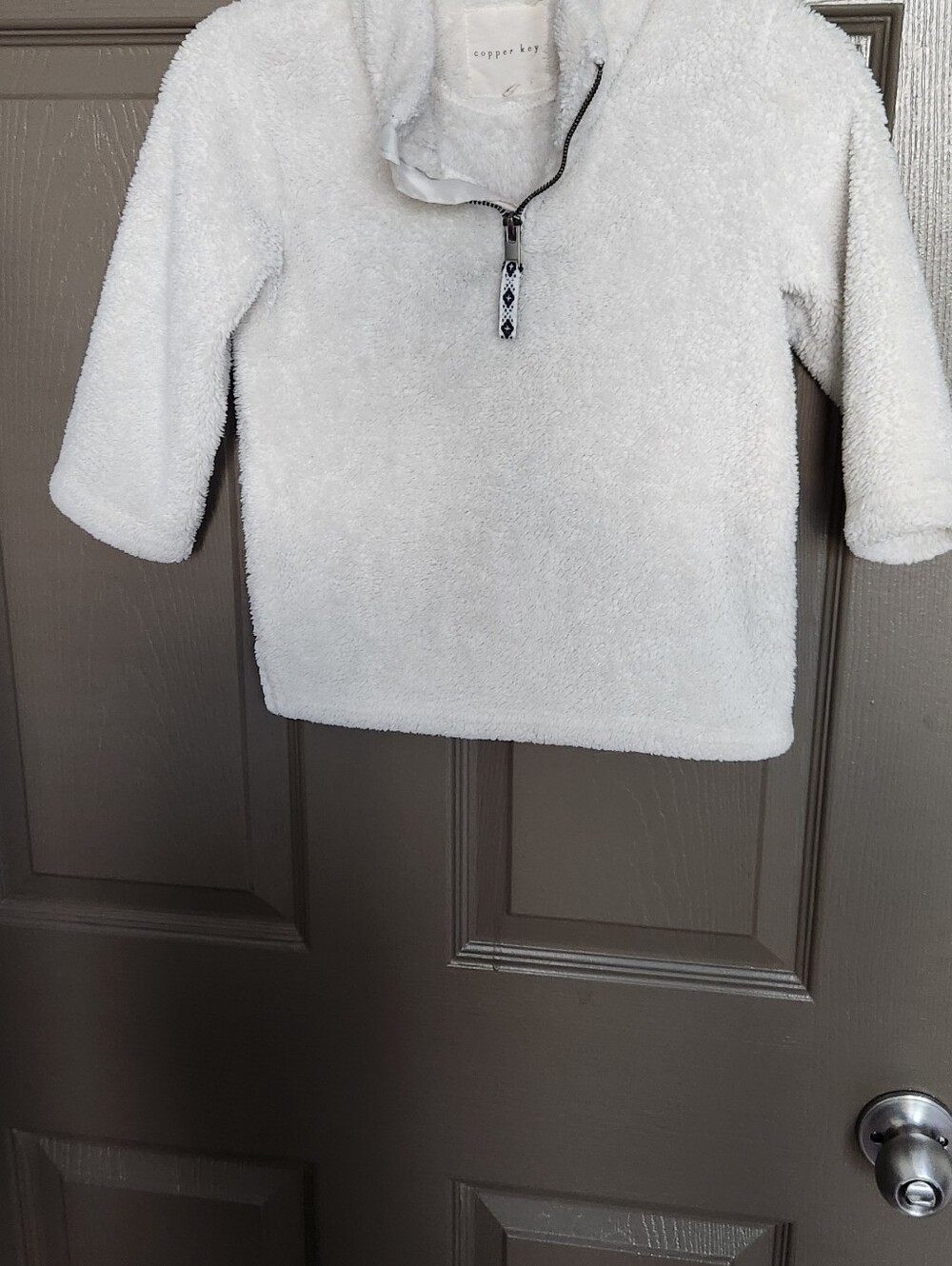 Cooper Key Cozy Toddler Cream Sherpa Half-Zip Sweater